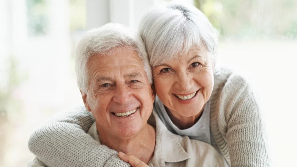 older couple in retirement village