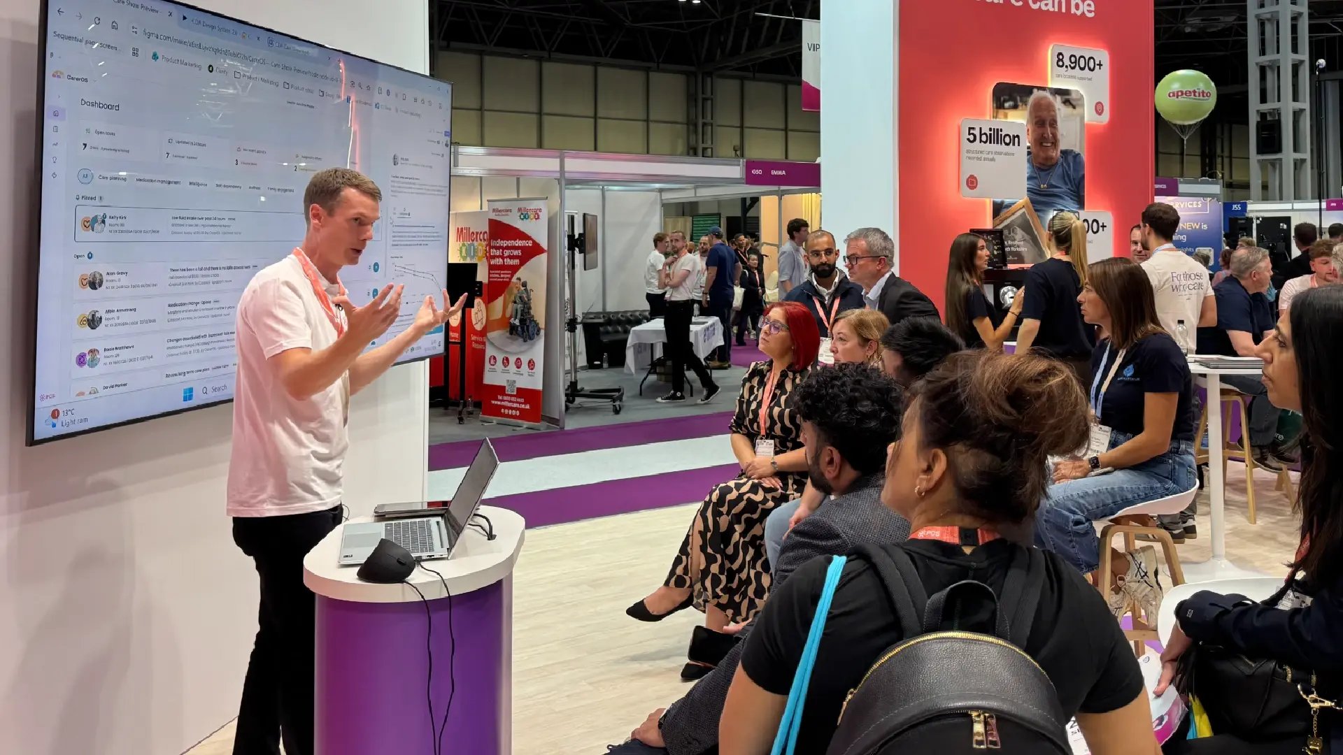 Product demo at PCS stand at Care Show Birmingham