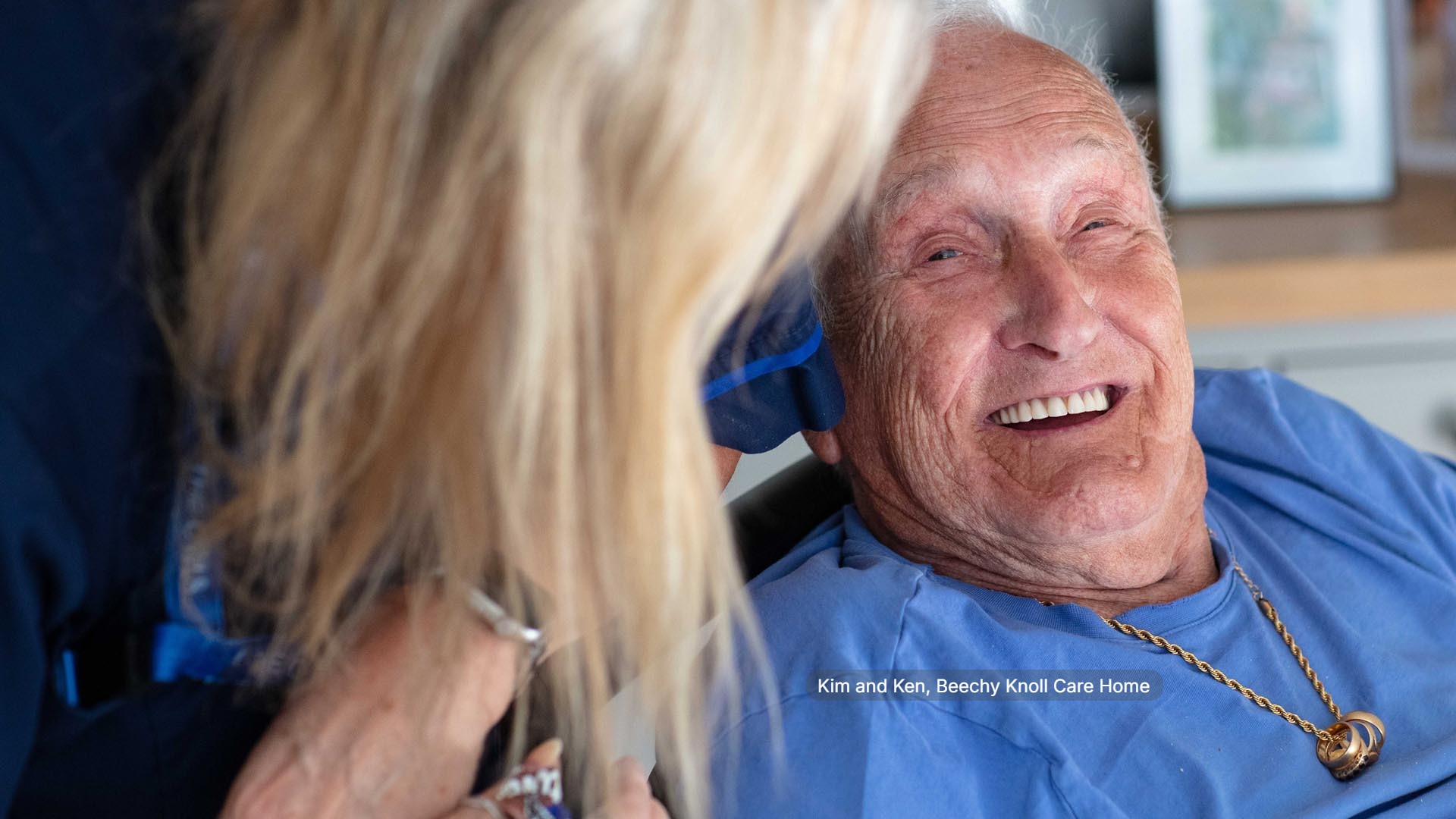 Kim and resident Ken, Beechy Knoll Care Home