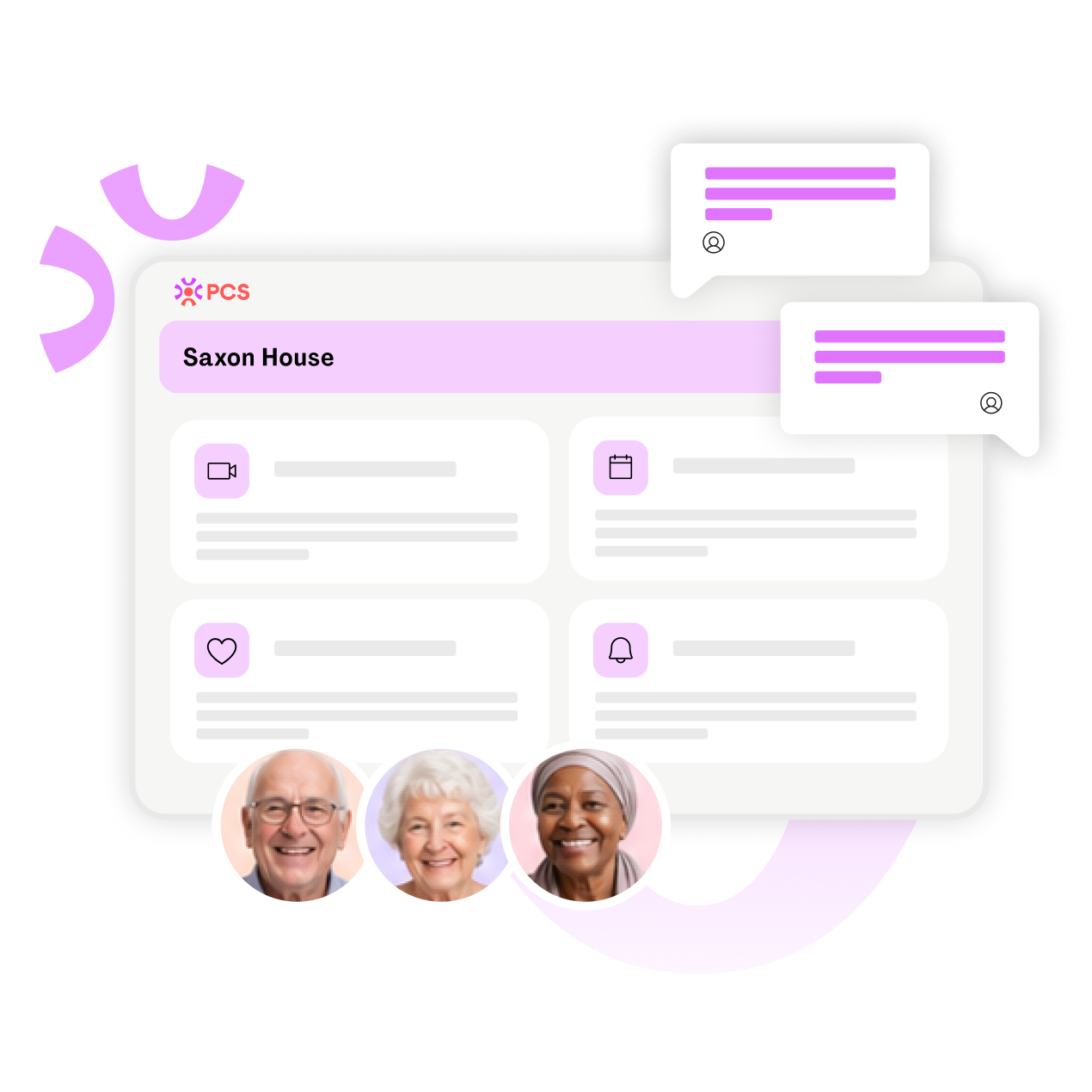 PCS Family UI illustration staff dashboard