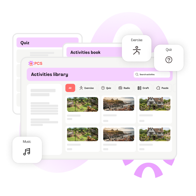 PCS Wellbeing UI illustration activities library
