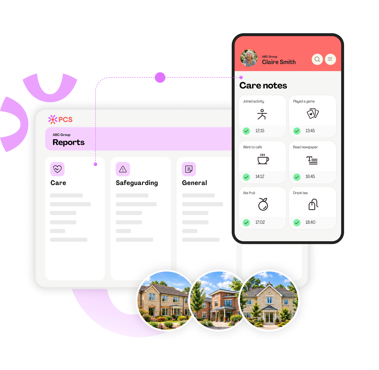 PCS Care UI illustration reports