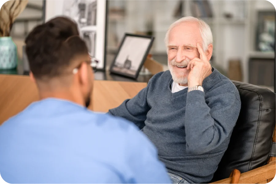 Person in care chatting